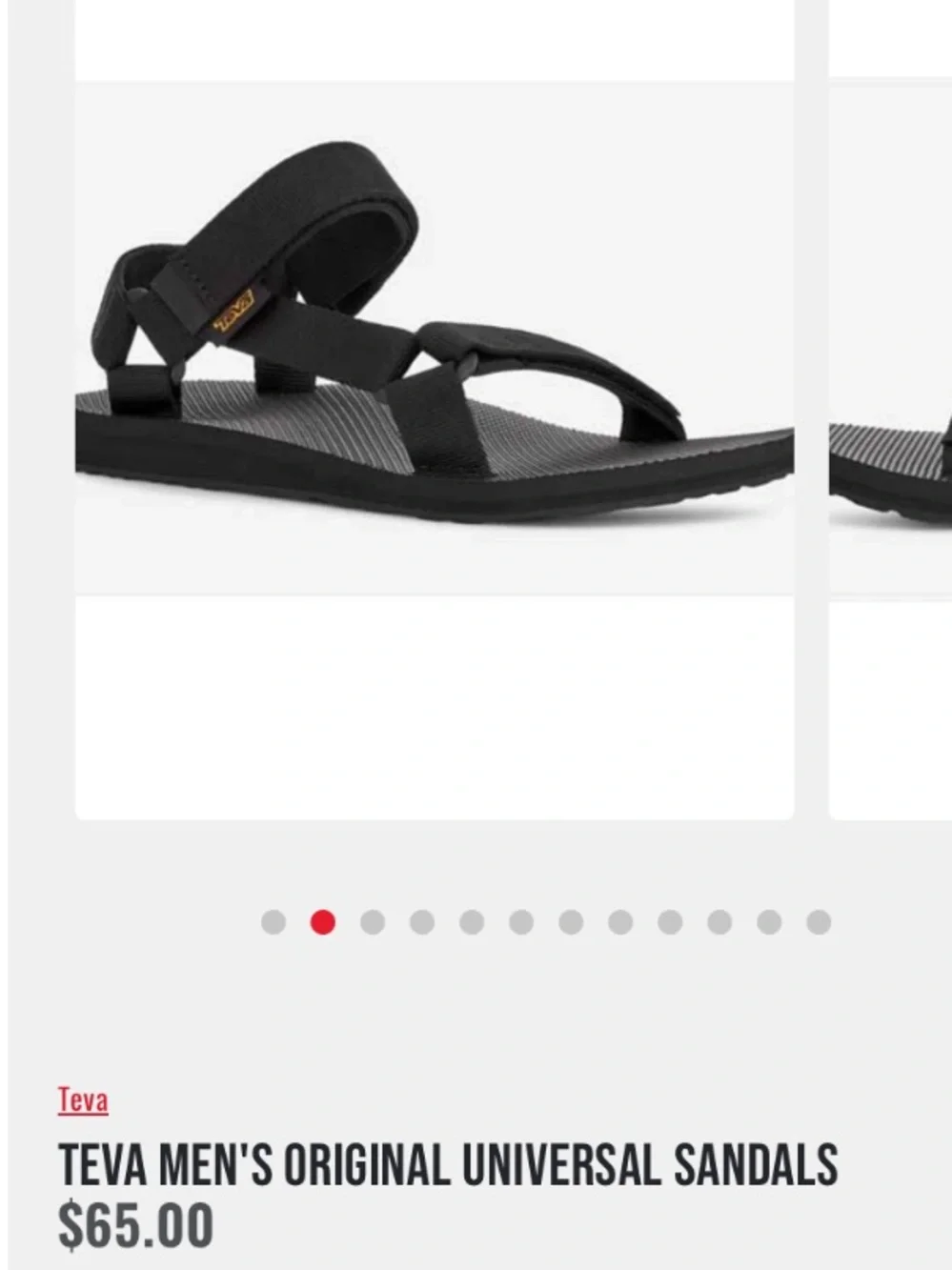 Teva Men’s Universal Sandals Size 9 Solid Black Outdoor Water Utilitarian
